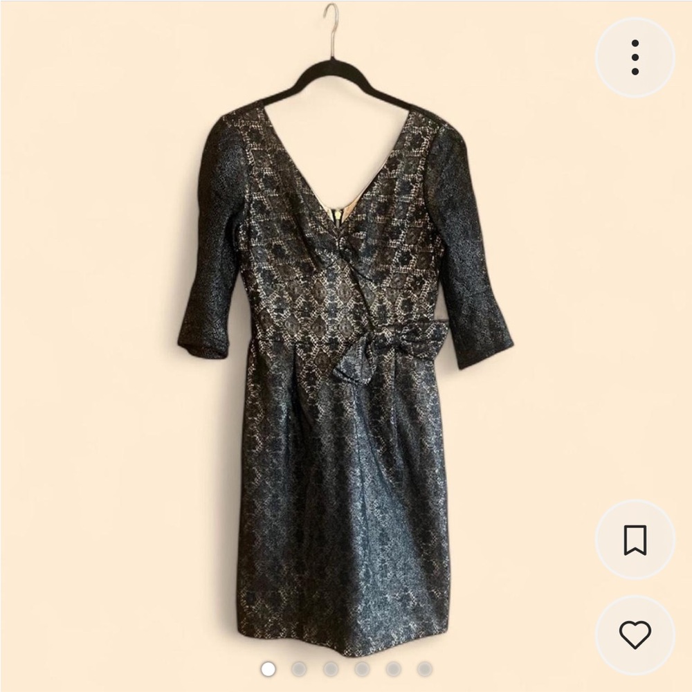 Marc by Marc Jacobs Black Lace 3/4 Length Sleeve Bow Knee Length Dress Size 2